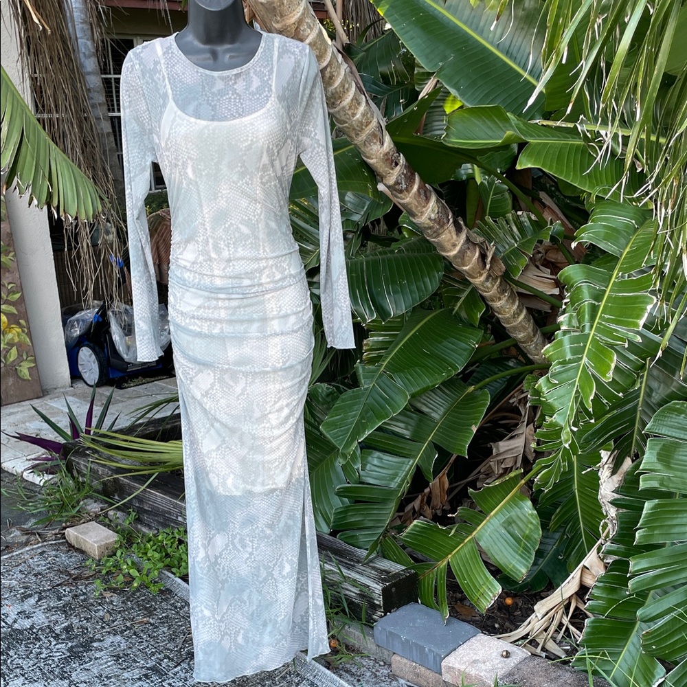 no comment, sheer snake skin mesh dress with slip